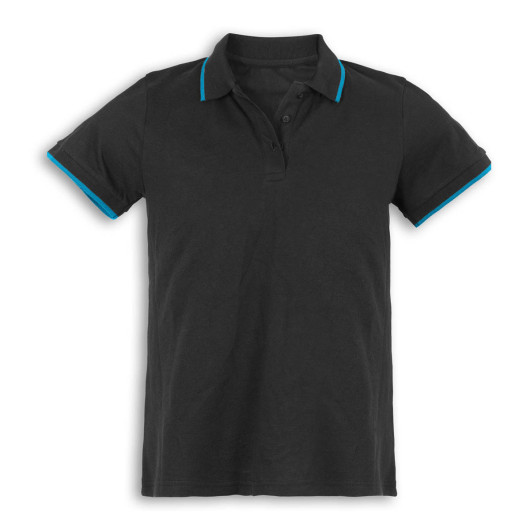 Mens Contrast Stripe Polo L Blue